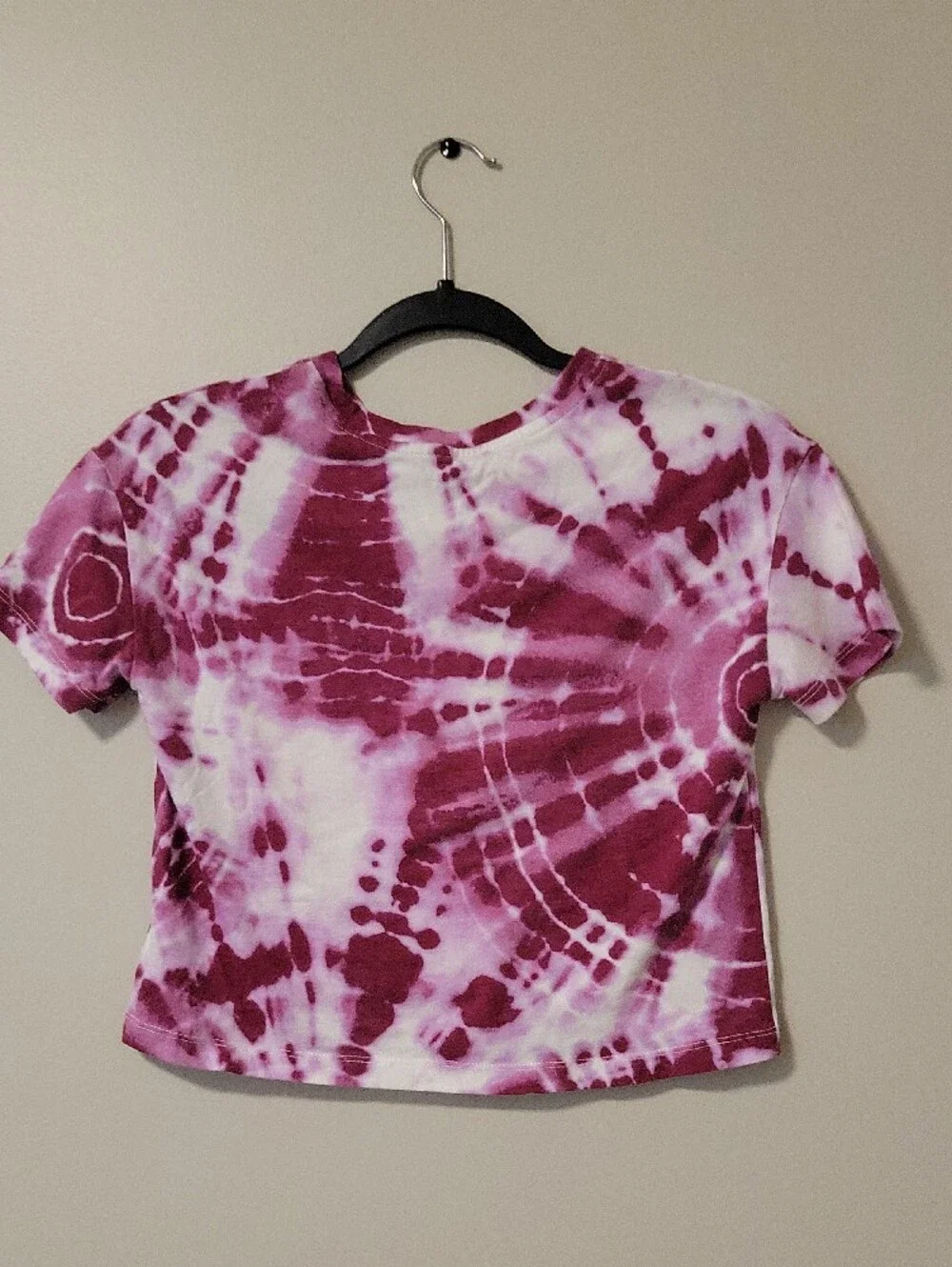 Justice Pink and White Tie-Dye Sequin Logo Crop Tee